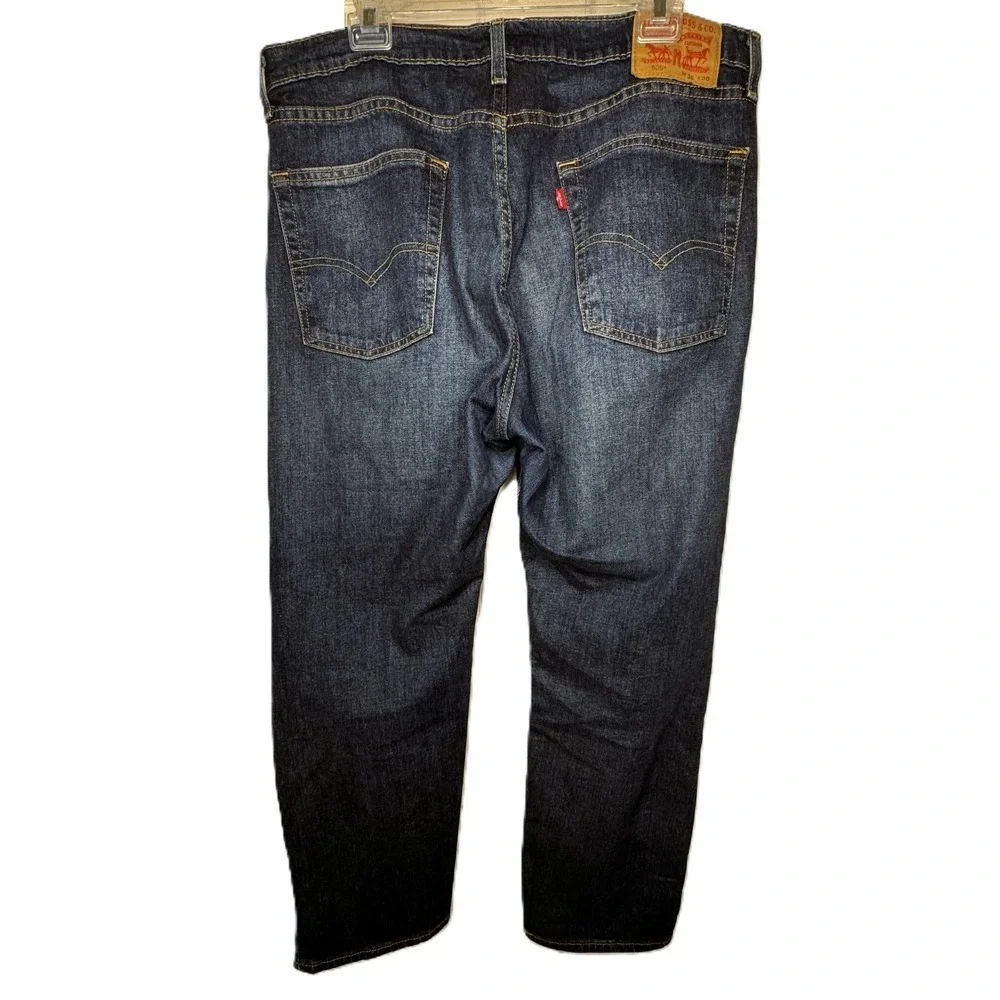 Levis 505 Regular Fit Straight Leg Jeans Mens 36x30 Dark Wash‎ Indigo Blue Denim